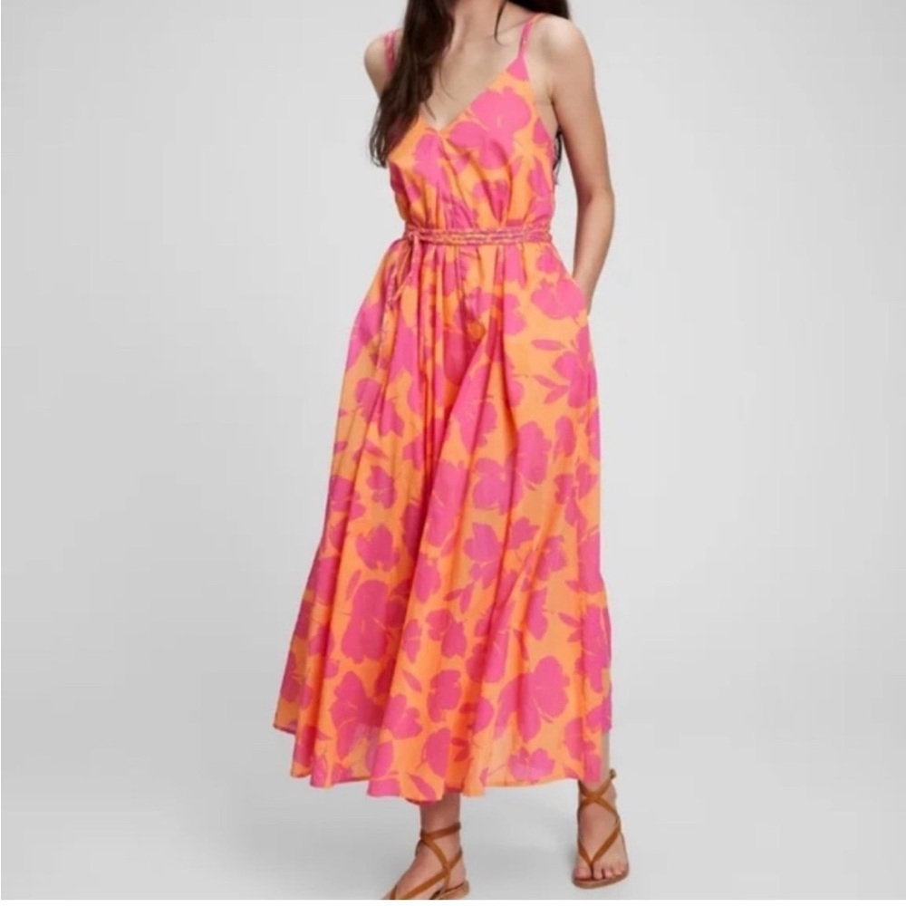 GAP Pink Floral Maxi Dress on Orange Base